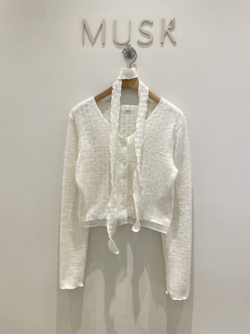 MUSK東大門㊣代購女士新款時尚真品25秋冬針織衫含脖帶開衫MUSK針織衫圖色1