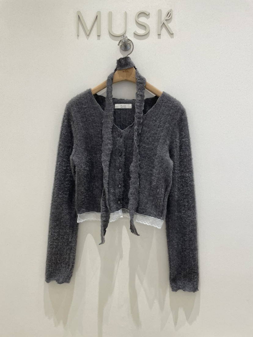 MUSK東大門㊣代購女士新款時尚真品25秋冬針織衫含脖帶開衫MUSK針織衫圖色2