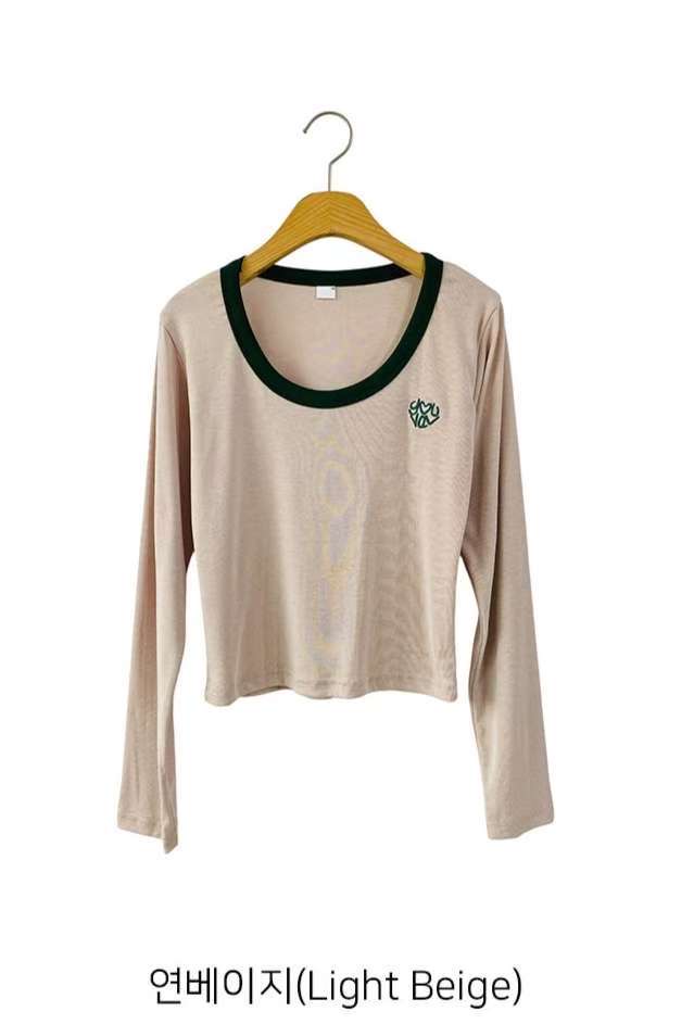 DKS08東大門㊣代購女士新品休閑時尚25秋冬職業長袖T恤刺繡DKS08長袖T恤圖色2