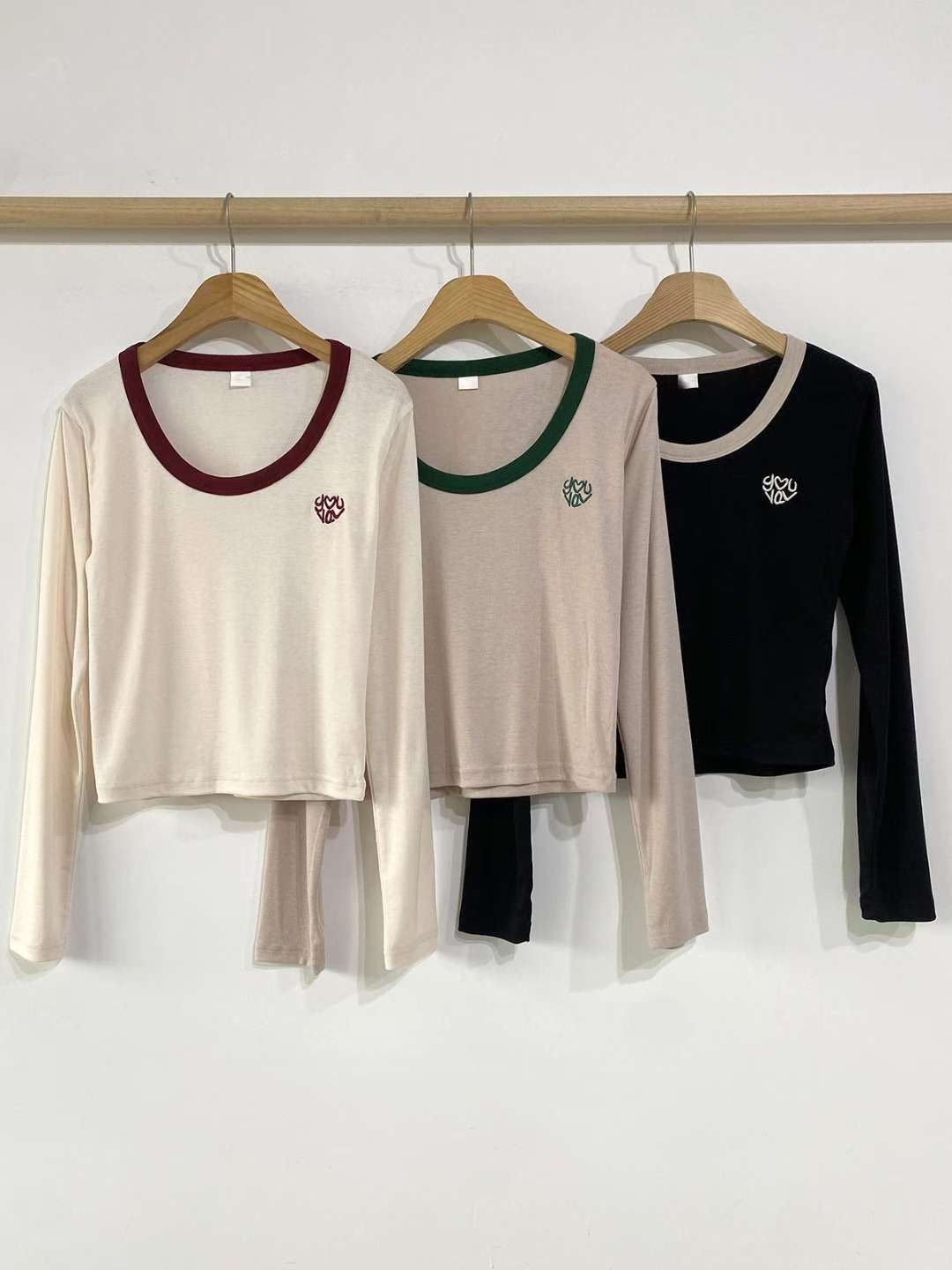 DKS08東大門㊣代購女士新品休閑時尚25秋冬職業長袖T恤刺繡DKS08長袖T恤圖色3左三色