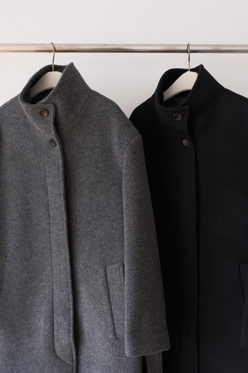 SORBET東大門㊣實拍女士新款職業中長款大衣奶油色含腰帶高領SORBET/flat white中長款大衣