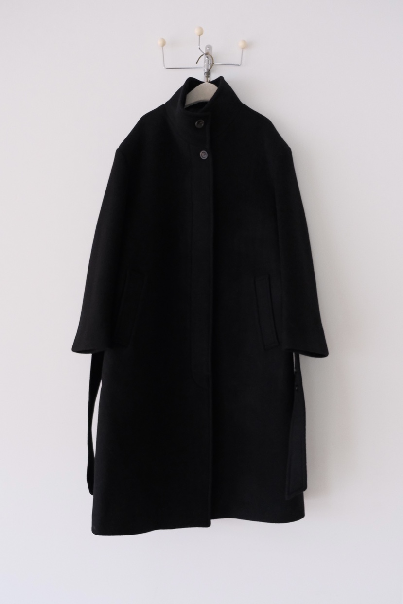 SORBET東大門㊣實拍女士新款職業中長款大衣奶油色含腰帶高領SORBET/flat white中長款大衣圖色2