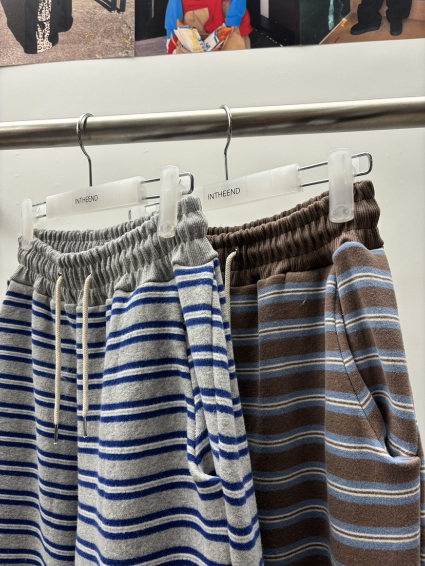 INTHEEND東大門㊣代購女裝新款推薦25秋冬時尚真品休閑褲條紋INTHEEND休閑褲