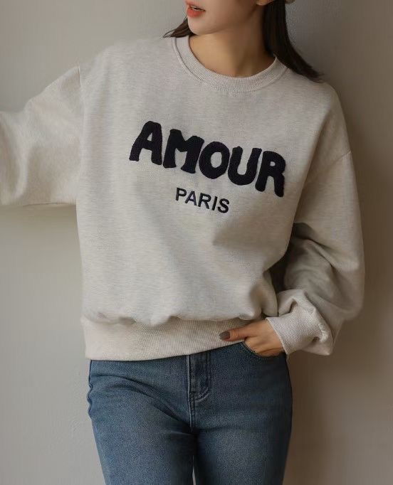 LATTE韓國代購㊣女士新款推薦職業時尚真品25秋冬休閑衛衣刺繡LATTE衛衣圖色2