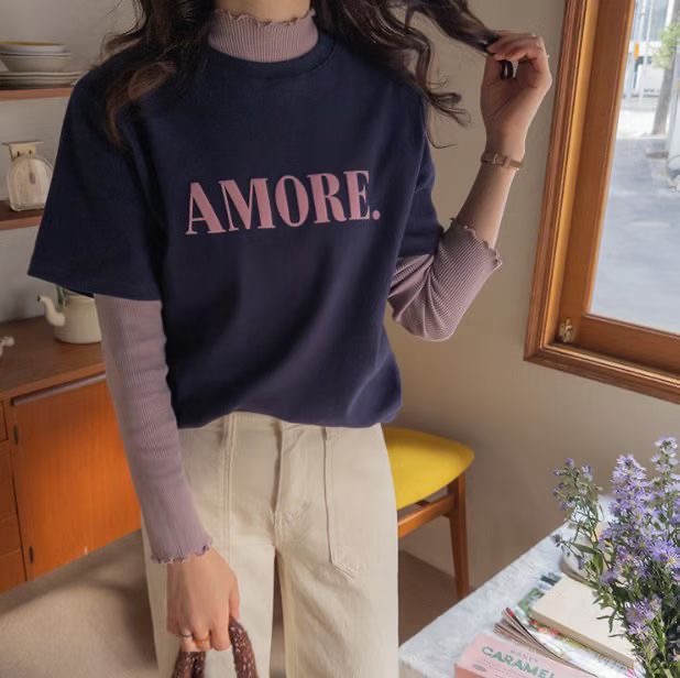 LATTE東大門㊣直郵女裝新品熱賣25秋冬職業人氣推薦休閑T恤LATTET恤圖色3