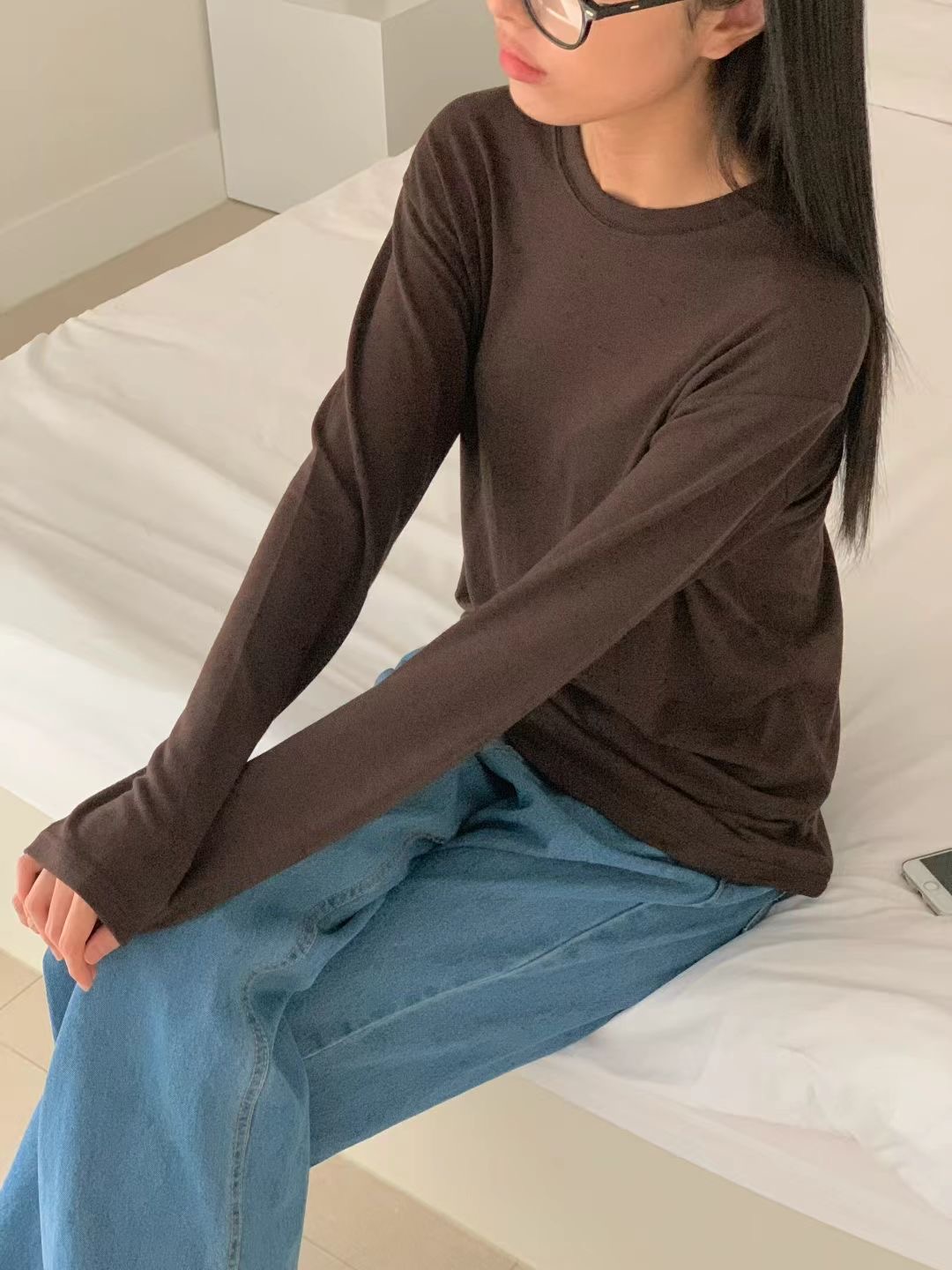 OBE東大門㊣實拍女裝新款推薦時尚熱賣25秋冬職業人氣長袖T恤OBE長袖T恤