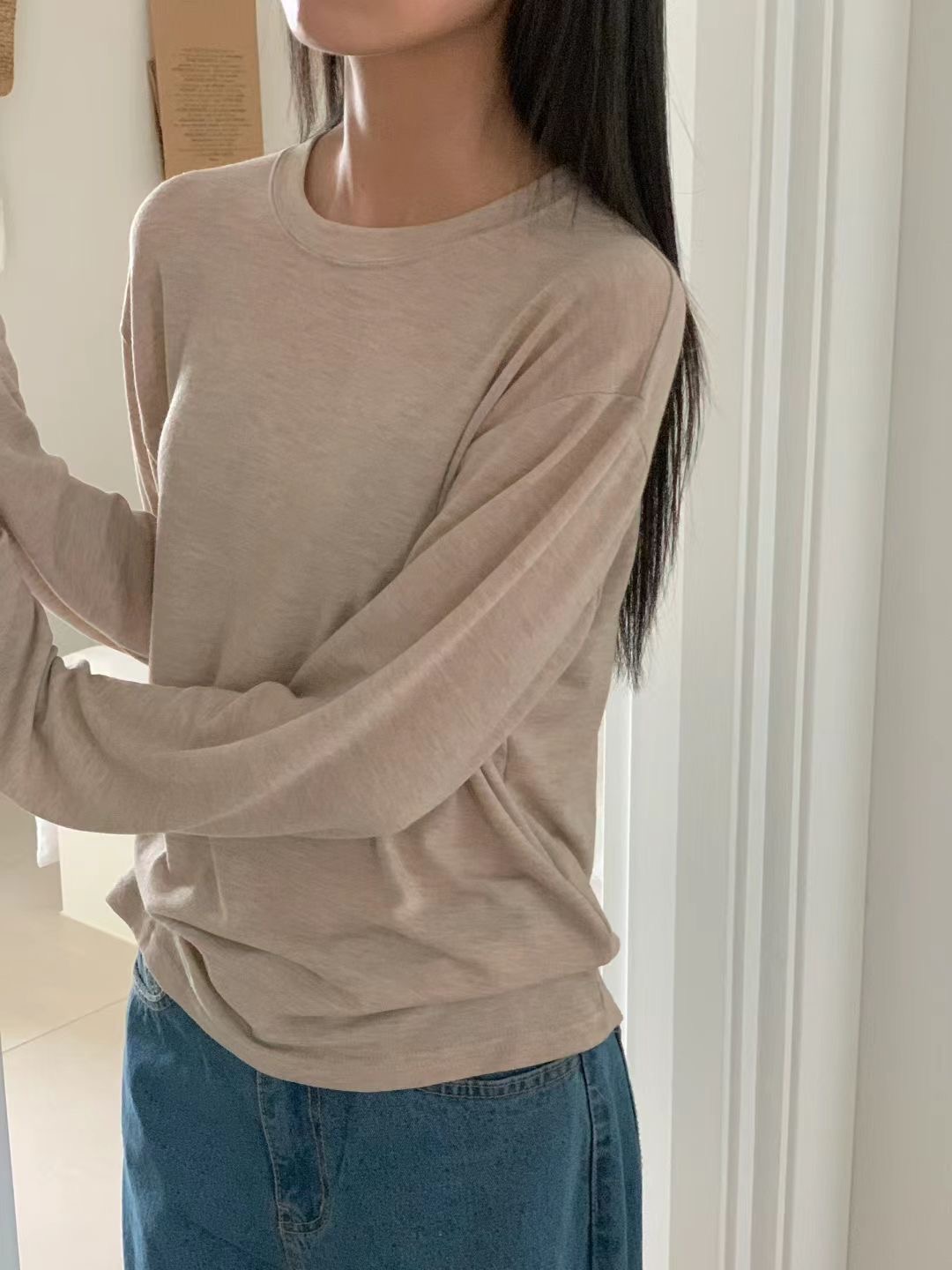 OBE東大門㊣實拍女裝新款推薦時尚熱賣25秋冬職業人氣長袖T恤OBE長袖T恤