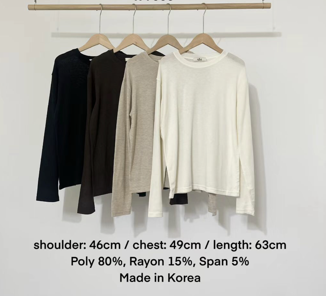 OBE東大門㊣實拍女裝新款推薦時尚熱賣25秋冬職業人氣長袖T恤OBE長袖T恤圖色1左一色