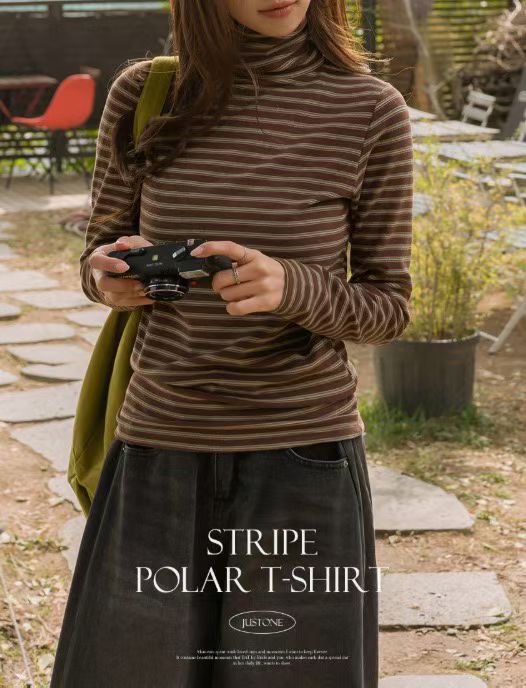 LATTE韓國直郵㊣女士新品熱賣推薦人氣職業25秋冬長袖T恤羊毛LATTE長袖T恤