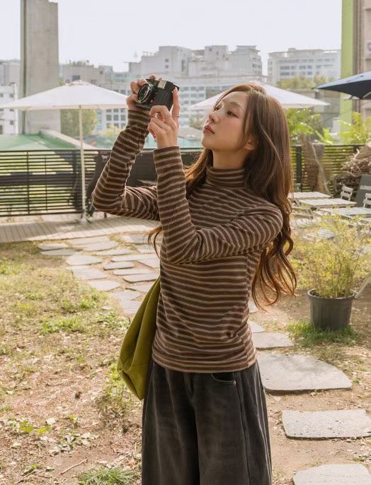 LATTE韓國直郵㊣女士新品熱賣推薦人氣職業25秋冬長袖T恤羊毛LATTE長袖T恤