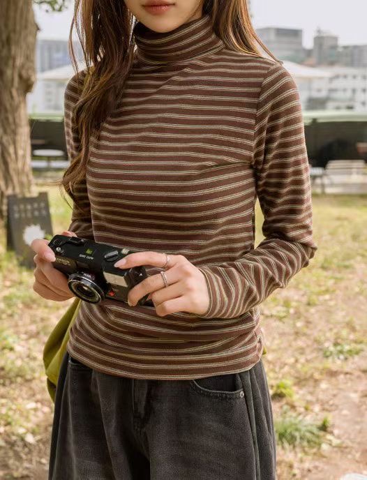 LATTE韓國直郵㊣女士新品熱賣推薦人氣職業25秋冬長袖T恤羊毛LATTE長袖T恤圖色1