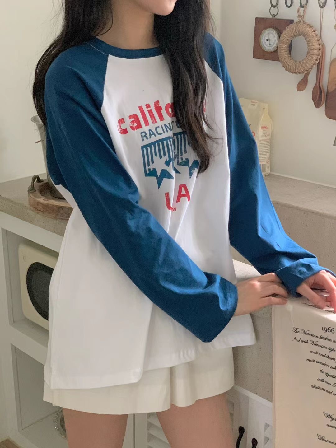 OBE東大門㊣實拍女裝新款熱賣休閑職業真品人氣時尚長袖T恤OBE長袖T恤圖色2