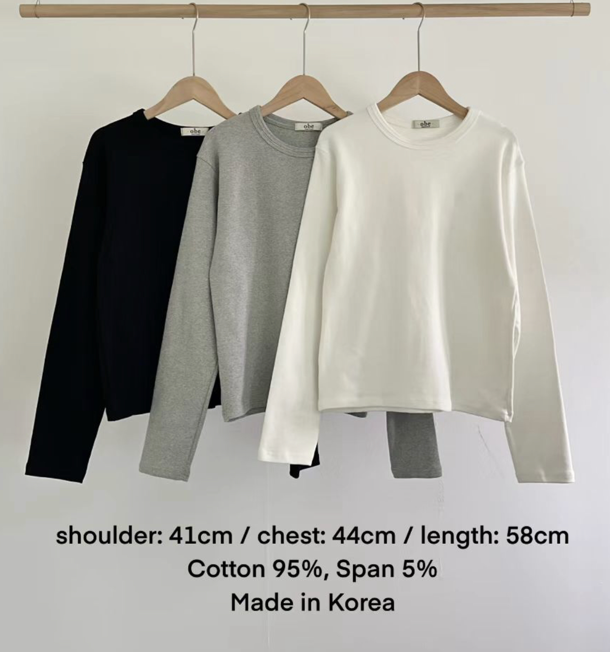 OBE東大門㊣實拍女士新品熱賣職業25秋冬人氣時尚休閑長袖T恤OBE長袖T恤圖色1左一色