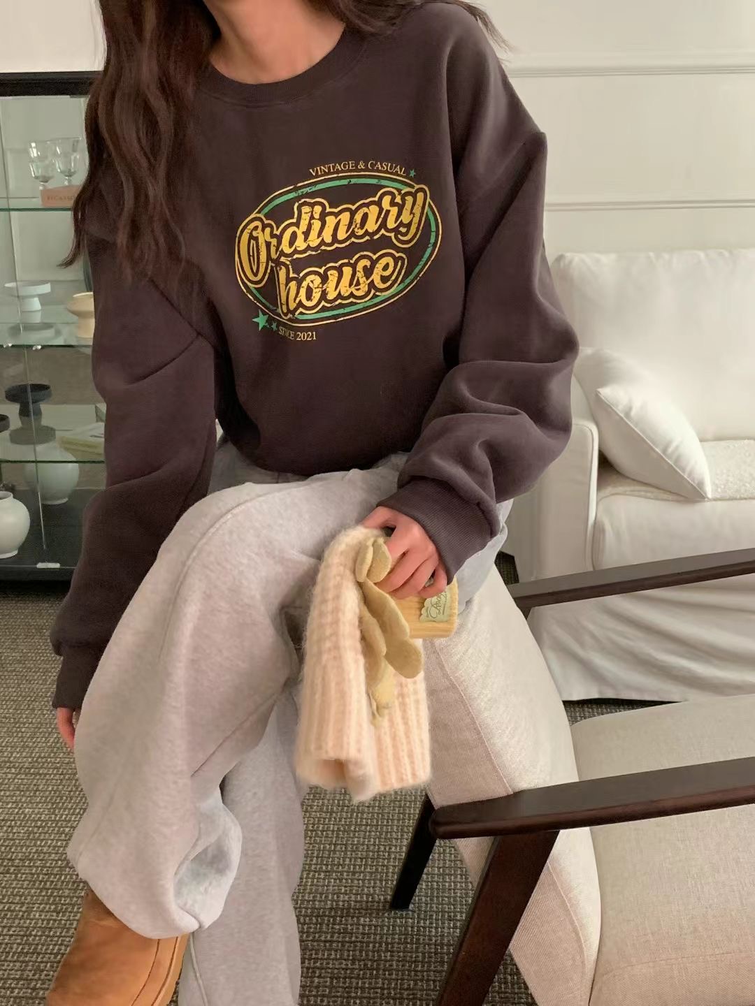 OBE東大門㊣實拍女裝新款推薦職業25秋冬休閑熱賣真品時尚衛衣OBE衛衣圖色3