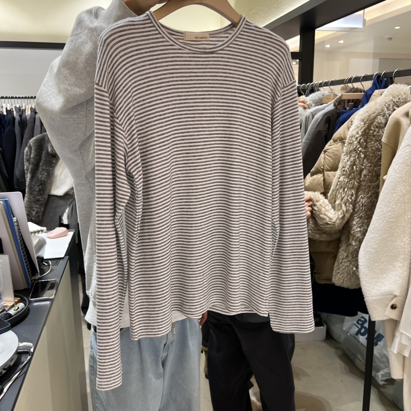 SELF SERVICE東大門㊣直郵女裝新品人氣休閑長袖T恤羊毛柔軟SELF SERVICE長袖T恤圖色1
