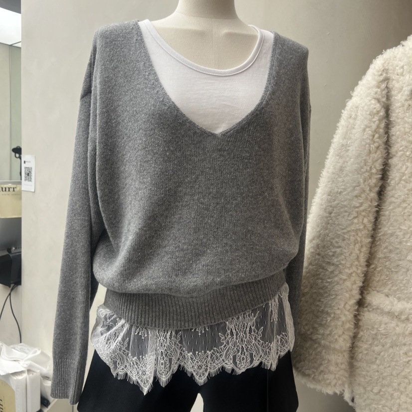 MURR東大門㊣代購女裝新品人氣時尚25秋冬熱賣休閑推薦T恤蕾絲MURRT恤