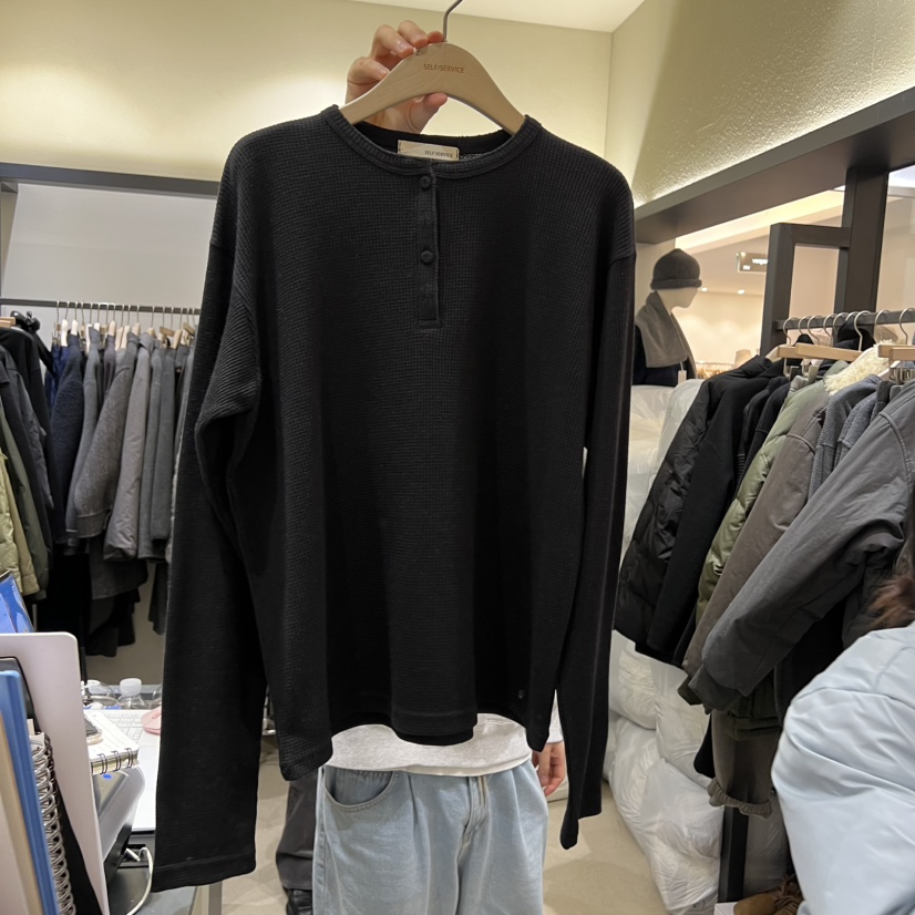 SELF SERVICE東大門㊣直郵女士新款推薦職業長袖T恤華夫格SELF SERVICE長袖T恤圖色2
