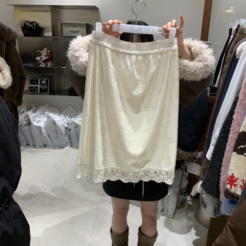 TEMPTING韓國直郵㊣女裝新品25秋冬熱賣半身裙中短裙天鵝絨TEMPTING半身裙/中短裙