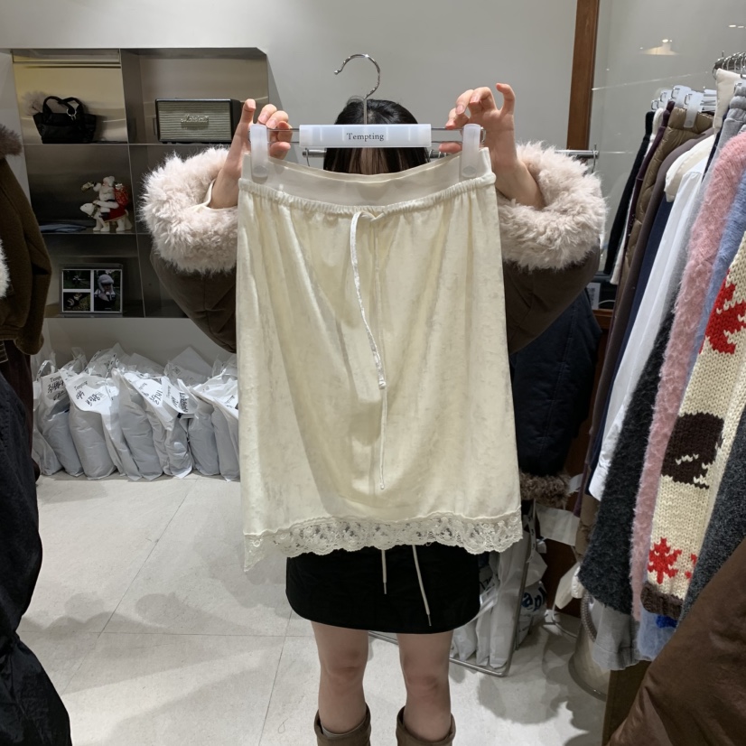 TEMPTING韓國直郵㊣女裝新品25秋冬熱賣半身裙中短裙天鵝絨TEMPTING半身裙/中短裙圖色1