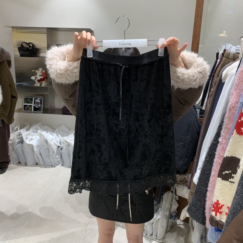 TEMPTING韓國直郵㊣女裝新品25秋冬熱賣半身裙中短裙天鵝絨TEMPTING半身裙/中短裙圖色3