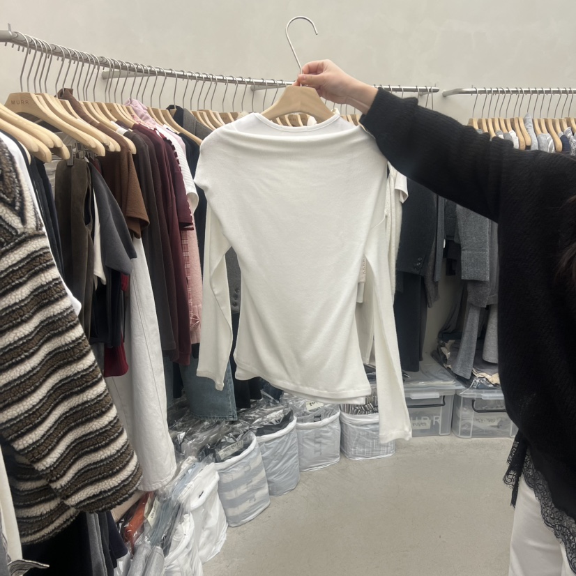 MURR東大門㊣代購女裝新品休閑推薦職業時尚25秋冬長袖T恤假兩件MURR長袖T恤