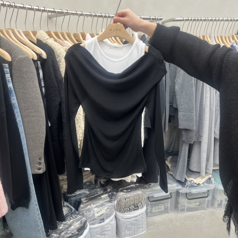 MURR東大門㊣代購女裝新品休閑推薦職業時尚25秋冬長袖T恤假兩件MURR長袖T恤圖色3