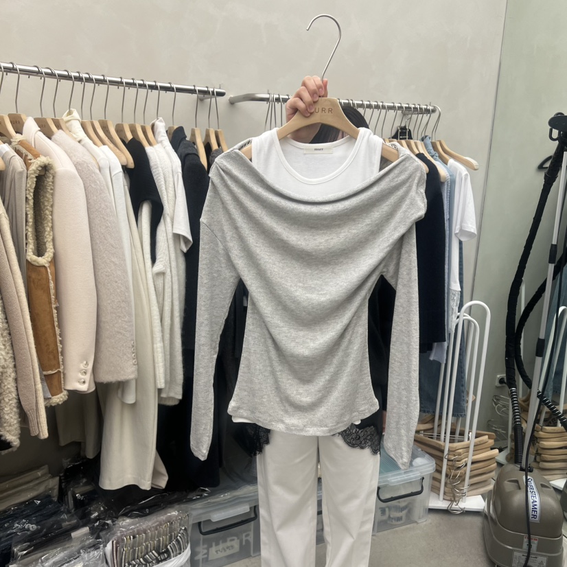 MURR東大門㊣代購女裝新品休閑推薦職業時尚25秋冬長袖T恤假兩件MURR長袖T恤圖色4