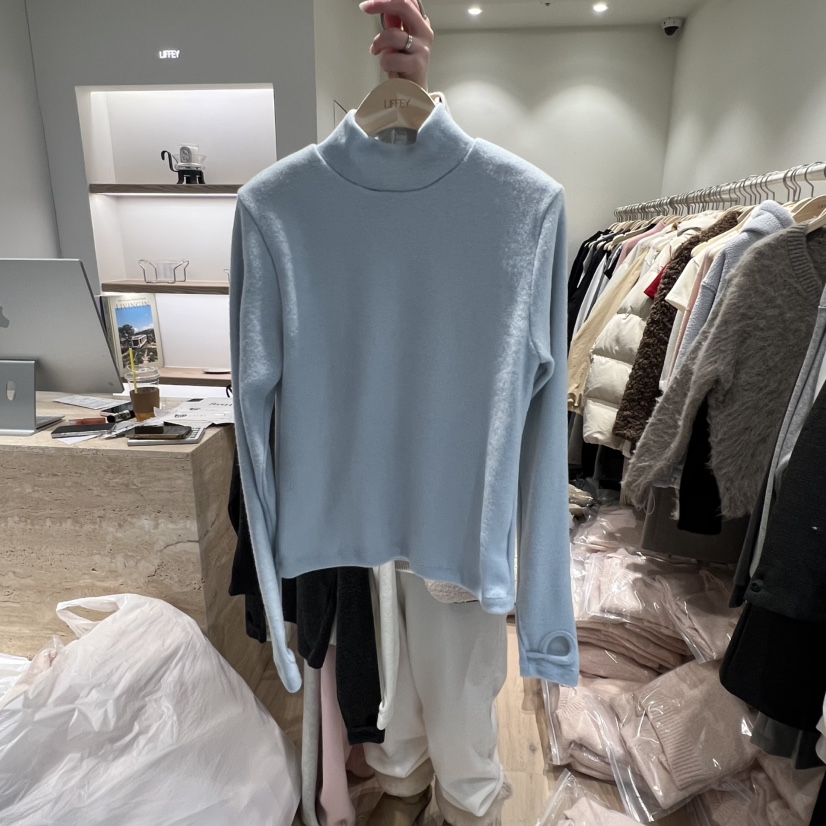 LIFFEY東大門㊣代購女士新品熱賣休閑真品25秋冬長袖T恤羊毛高領LIFFEY長袖T恤圖色2
