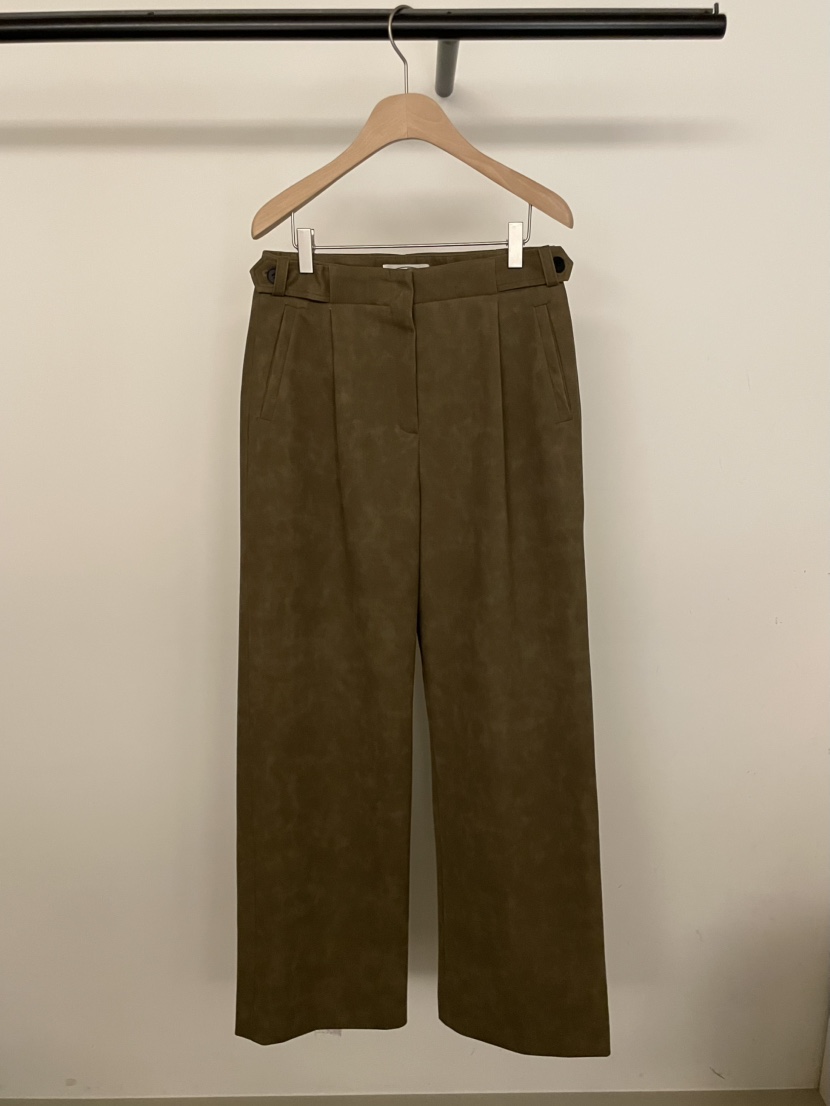 BOLD-A東大門㊣直郵女裝新款25秋冬時尚職業休閑褲皮革褶裥RE BOLD休閑褲圖色1