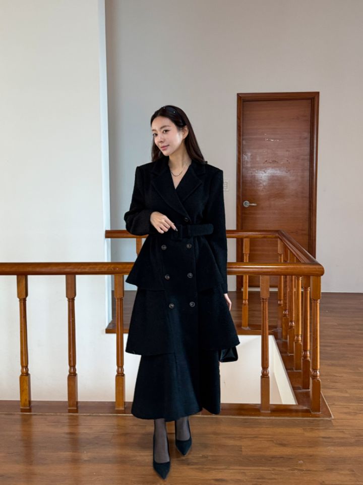 CATS東大門㊣代購女士新款25秋冬休閑中長款大衣含腰帶羊毛CAT.S中長款大衣