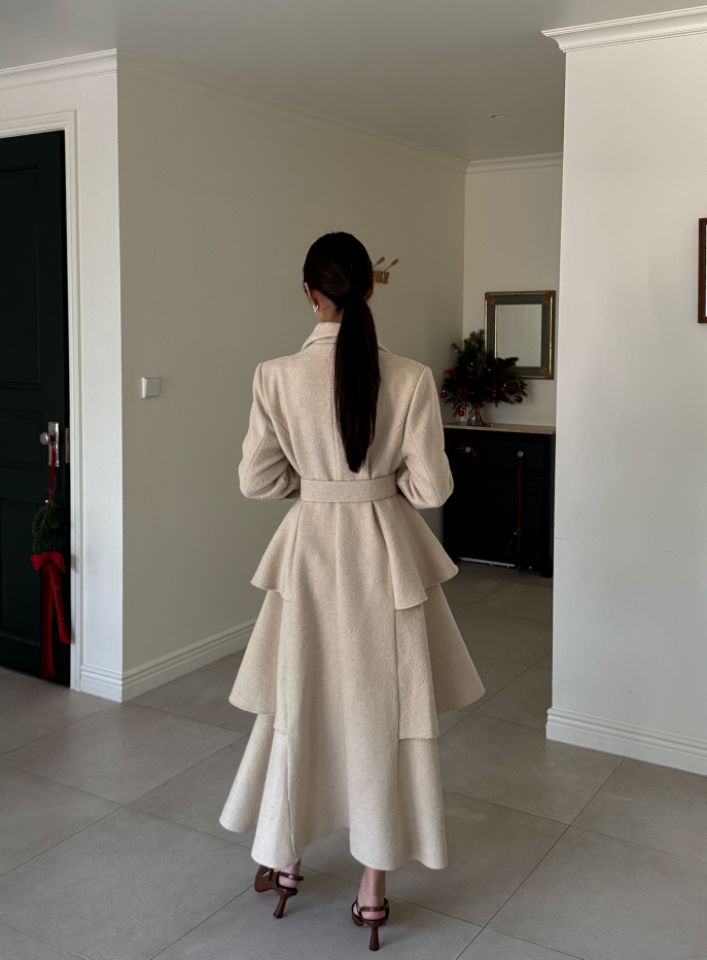 CATS東大門㊣代購女士新款25秋冬休閑中長款大衣含腰帶羊毛CAT.S中長款大衣