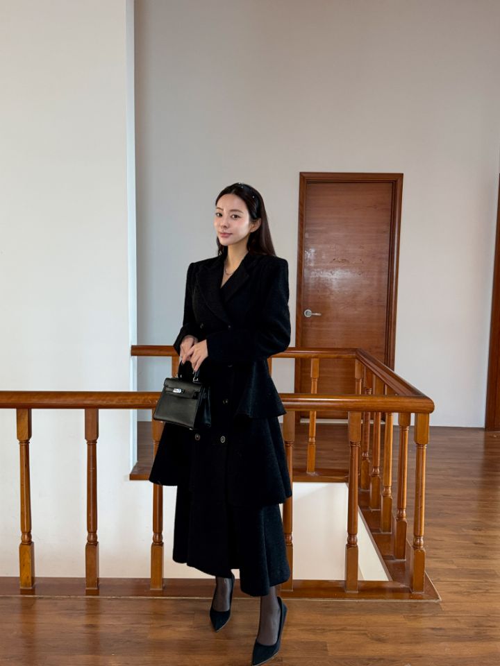 CATS東大門㊣代購女士新款25秋冬休閑中長款大衣含腰帶羊毛CAT.S中長款大衣