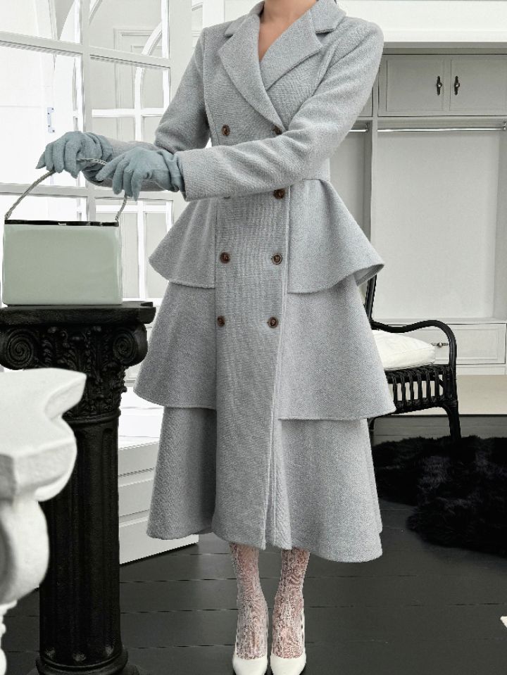 CATS東大門㊣代購女士新款25秋冬休閑中長款大衣含腰帶羊毛CAT.S中長款大衣