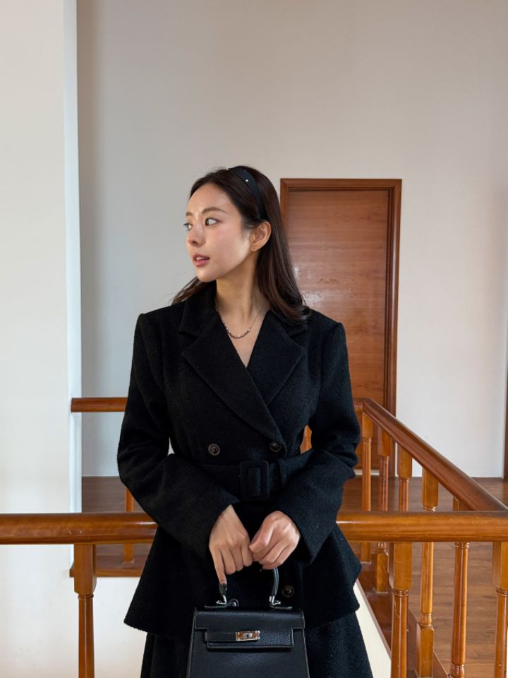 CATS東大門㊣代購女士新款25秋冬休閑中長款大衣含腰帶羊毛CAT.S中長款大衣