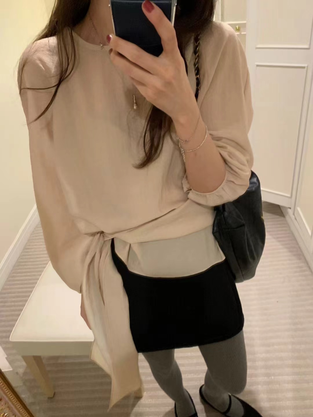 PYT-ot韓國代購㊣女士新品休閑職業推薦人氣襯衫蕾絲衫含腰帶pretty young thing襯衫/蕾絲衫圖色3