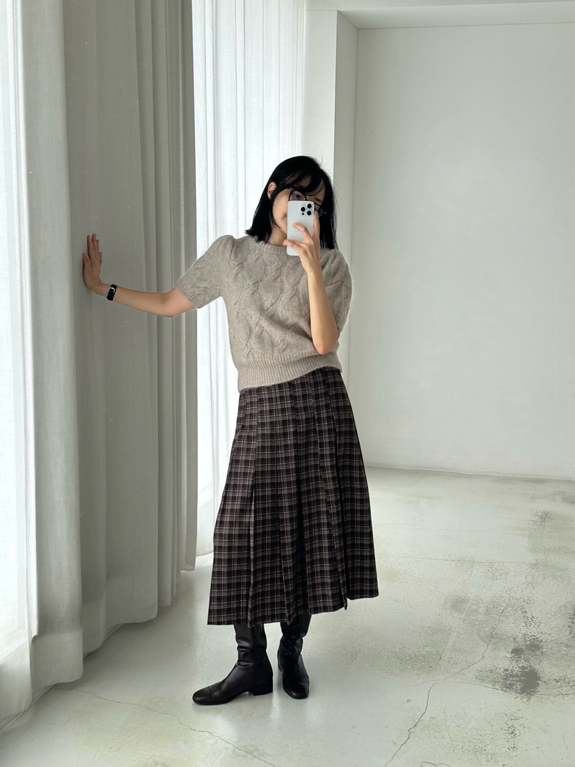 HEIZE韓國代購㊣女士新款熱賣休閑時尚職業半身裙中短裙格子HEIZE半身裙/中短裙