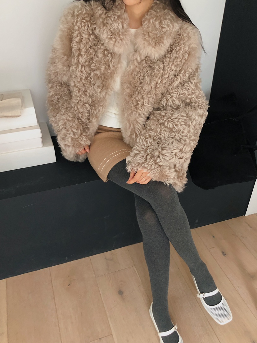 MARKE-P東大門㊣直郵女裝新款休閑熱賣時尚短款大衣真羊皮MARKE-P短款大衣