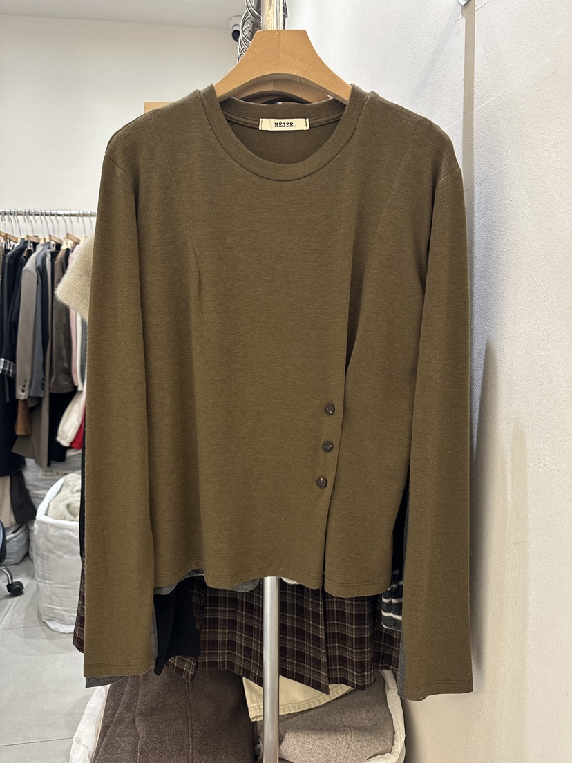 HEIZE韓國代購㊣女裝新款時尚人氣休閑25秋冬職業熱賣長袖T恤HEIZE長袖T恤圖色1