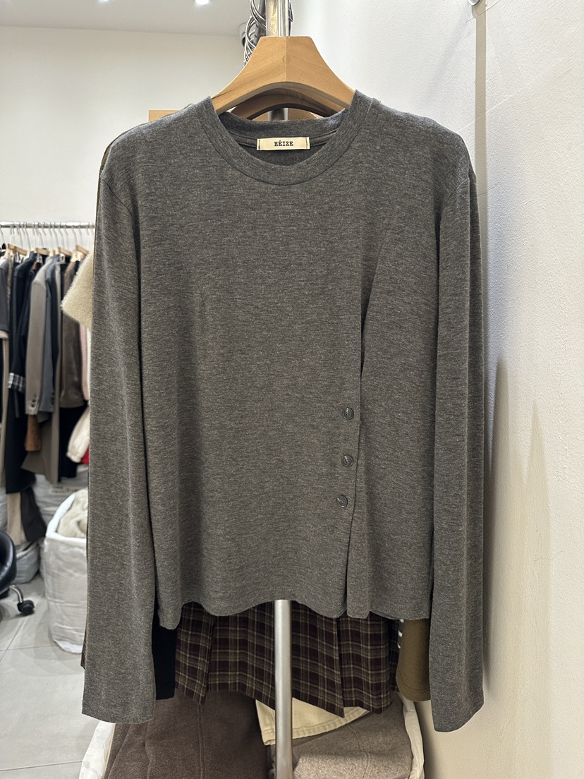 HEIZE韓國代購㊣女裝新款時尚人氣休閑25秋冬職業熱賣長袖T恤HEIZE長袖T恤圖色2