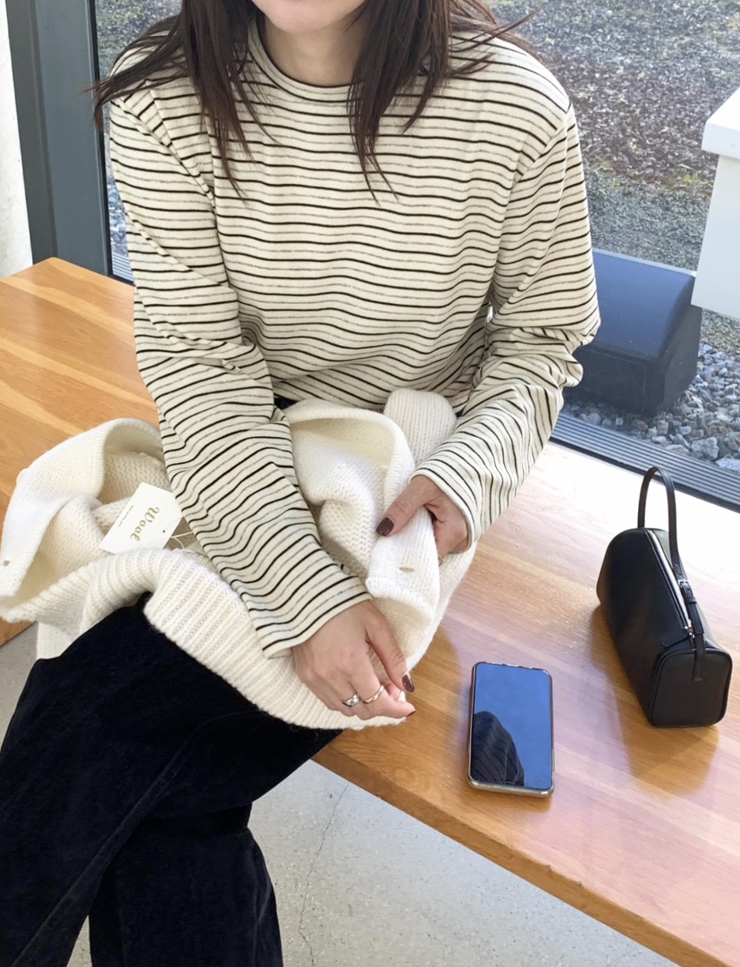 COURGETTE韓國代購㊣女士新品25秋冬休閑人氣職業推薦長袖T恤COURGETTE長袖T恤