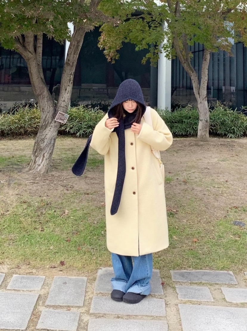 COURGETTE東大門㊣代購女士新款推薦時尚休閑25秋冬中長款大衣COURGETTE中長款大衣