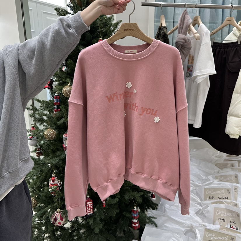 OURMOMENT韓國直郵㊣女士新品25秋冬職業人氣推薦熱賣衛衣加絨OURMOMENT衛衣圖色3