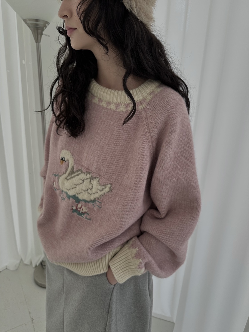 UOOV東大門㊣代購女裝新品職業人氣推薦熱賣針織衫復古鴨絨UOOV針織衫圖色1