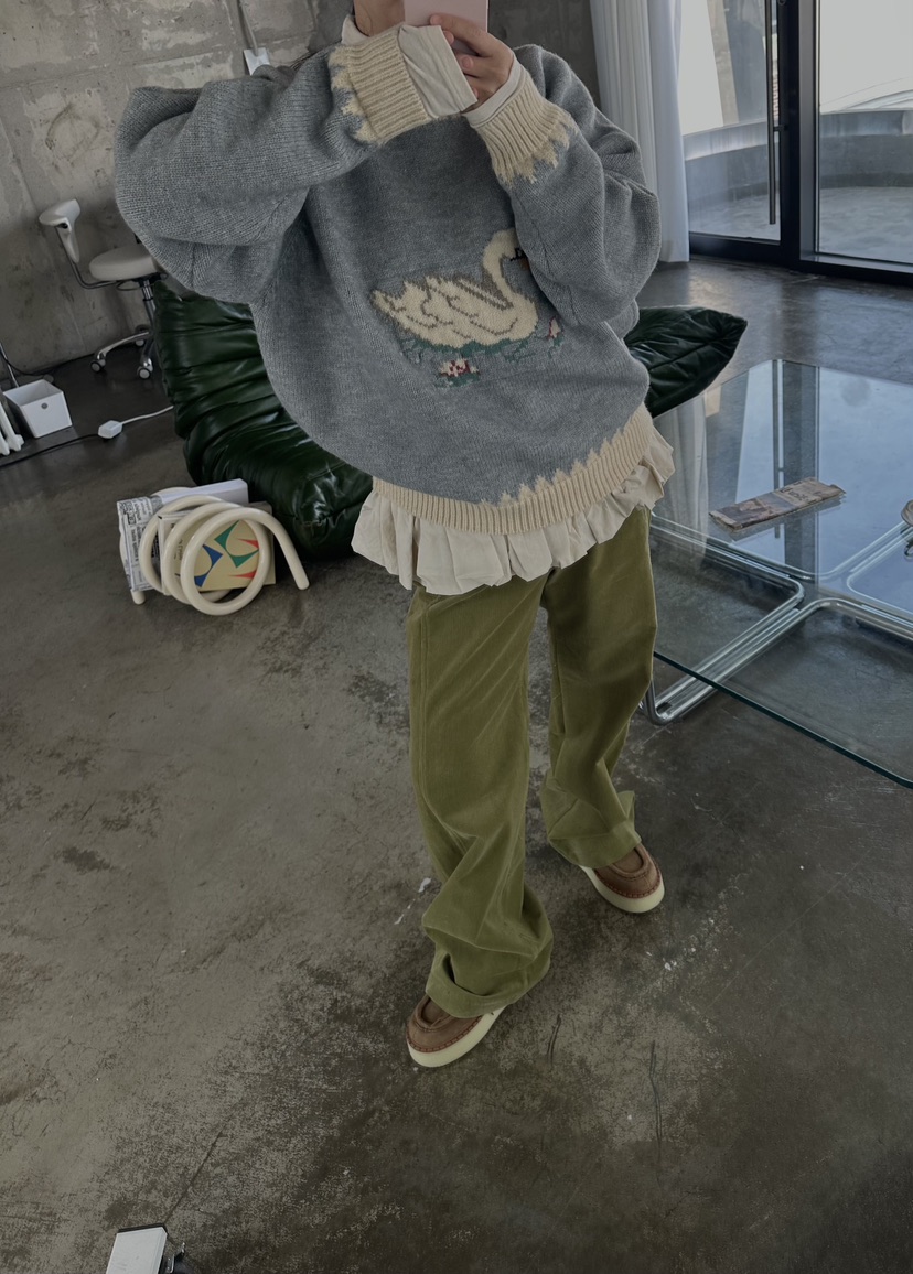 UOOV東大門㊣代購女裝新品職業人氣推薦熱賣針織衫復古鴨絨UOOV針織衫圖色2