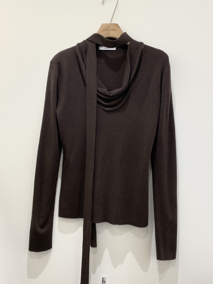 OBSESS東大門㊣直郵女裝新品休閑時尚推薦熱賣針織衫含圍巾OBSESS/EARLY BIRD針織衫圖色2棕色