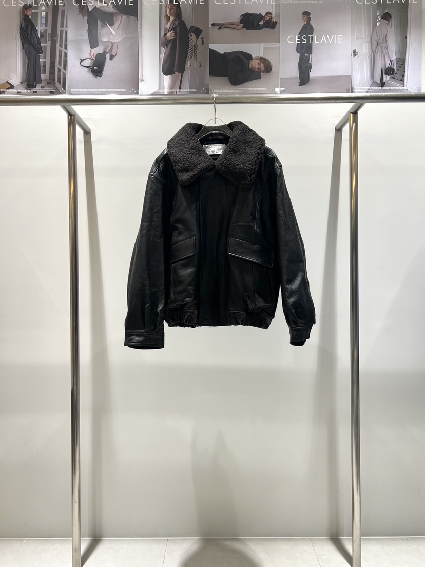 CESTLAVIE東大門㊣代購女裝新品休閑人氣時尚推薦熱賣皮衣羊皮CESTLAVIE皮衣圖色1