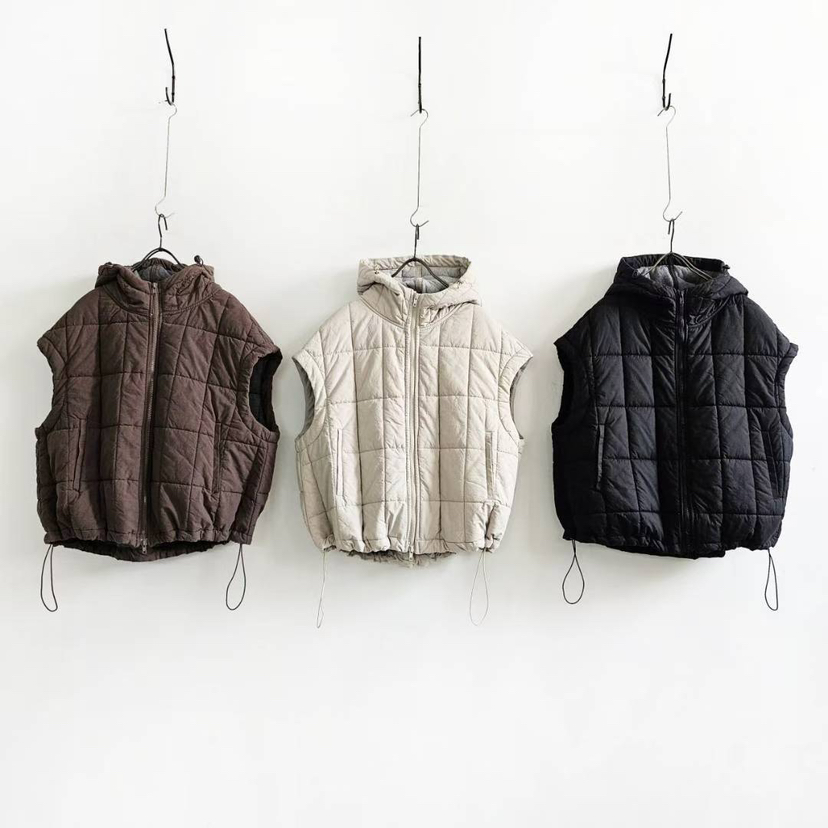 PUCO東大門㊣代購女士新品25秋冬人氣休閑推薦馬甲絎縫連帽棉PUCO馬甲