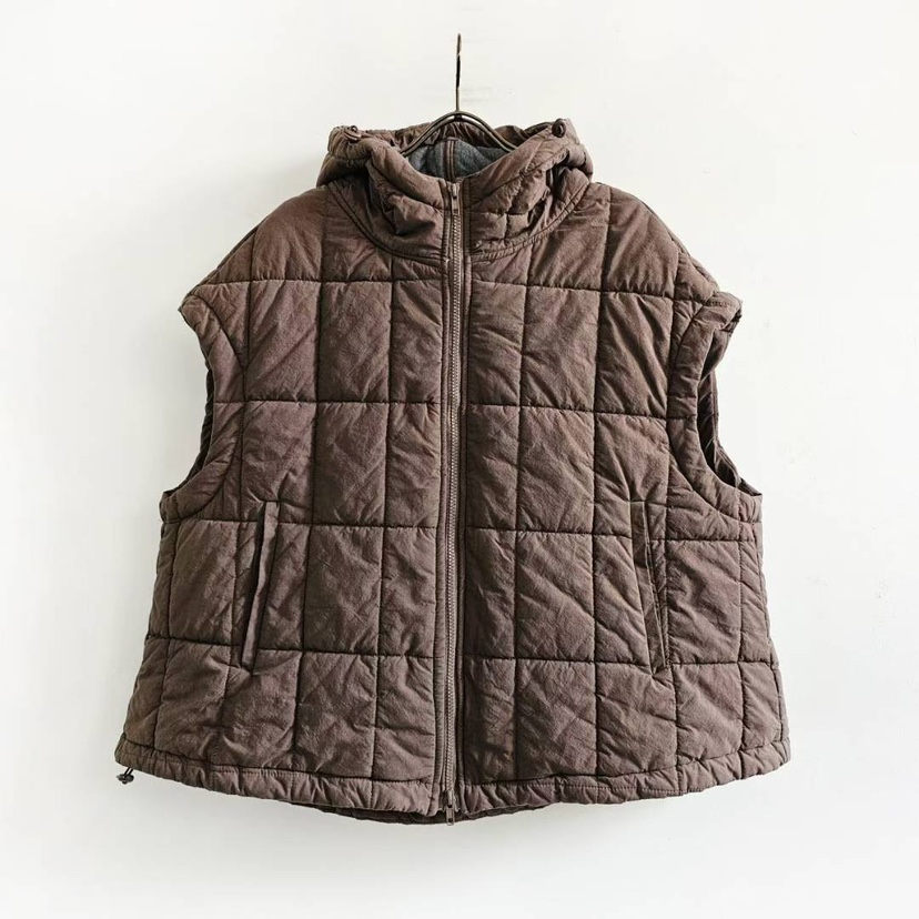 PUCO東大門㊣代購女士新品25秋冬人氣休閑推薦馬甲絎縫連帽棉PUCO馬甲圖色2