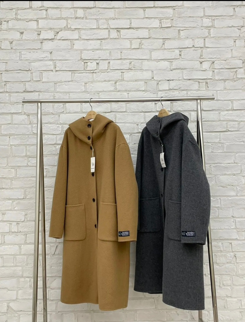 FLAT GARDEN/LA MUETTE/JAMIESTONE韓國代購㊣女士新款時尚中長款大衣連帽FLAT GARDEN/LA MUETTE/JAMIESTONE中長款大衣圖色1左一色