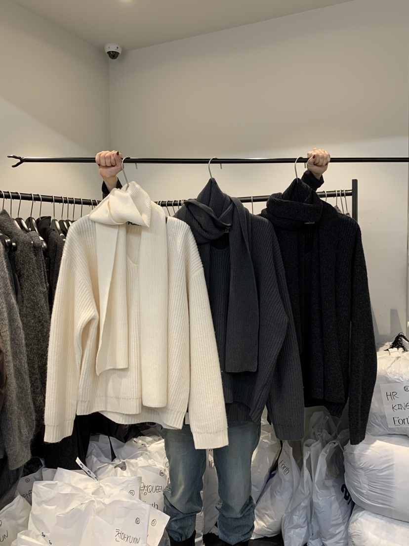 FORTH韓國代購㊣女裝新款職業25秋冬休閑時尚推薦針織衫含圍巾FORTH針織衫